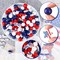 200 Pcs 4th of July Wood Beads Patriotic Independence Day Wooden Beads America Flag Star Heart Round Blue Red White Decor for Memorial Day Craft DIY Garland Tiered Tray Fireplace Decor